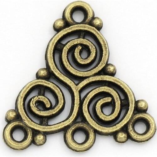 Doreen Box Lovely Connectors Findings Triangle Antique Bronze Spiral Pattern 20x19.5mm,50PCs (K02113)