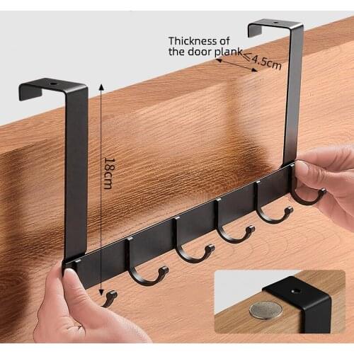 Punch-free Door Hanging Hooks Home Bathroom Organizer Rack Clothes Coat Hat Towel Hanger New Bathroom Kitchen Accessories Holder