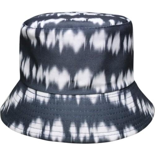 Double-sided Bucket Hat Men Women Cotton Flat Sun Hat Reversible Sun Tie Dye Fisherman Hat Female