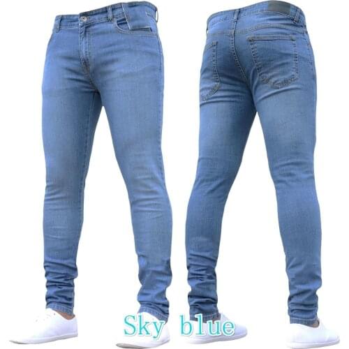 2021 Hot Sale Mens Jeans Fashion Slim Stretch Denim Pencil Pants Street Casual Trousers S-3XL Global Drop Shipping
