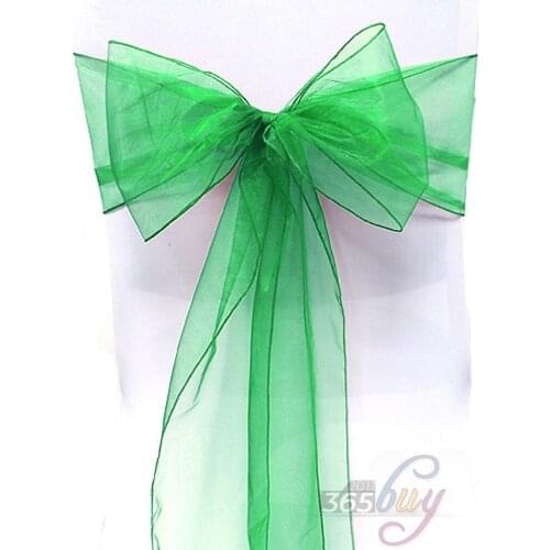 [ Fly Eagle ] 10PCS Organza Chair Sashes Bow Wedding Party Cover Banquet cover sashes #21 Green