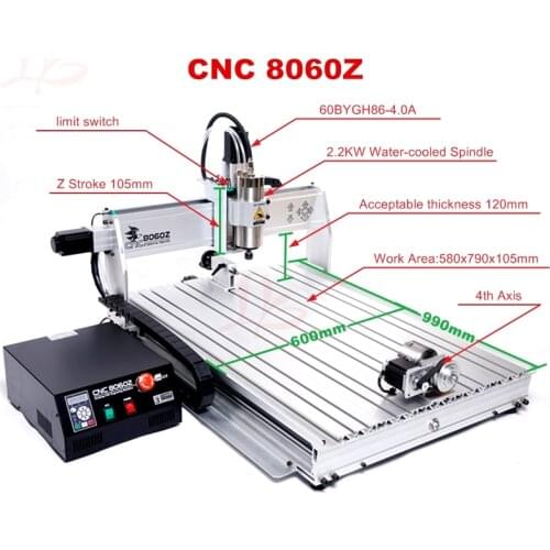 CNC 8060Z CNC Engraving Machine 2200W For PVC ABS PCB Wood Aluminum Work