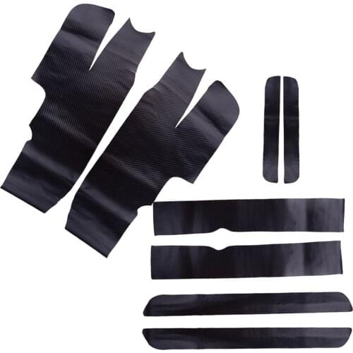 PU Leather Door Sill Scuff Plate Guard Pedal Protector Cover Trim Carbon Fiber Style Fit For Toyota Highlander 2019 2020 2021