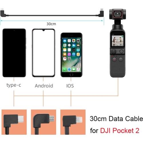 30cm Extension Data Line Cable for DJI Pocket 2 Type-C to Micro-USB Android IOS Type-C OTG Converter Phone Connector Accessories