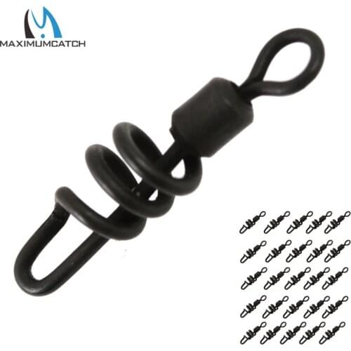 Maximumcatch Carp Fishing 25pc Corkscre w Swivel 4# Snap Connector for Lure Rigs Hooks Sinkers Soft Lure Terminal Fishing Tackle