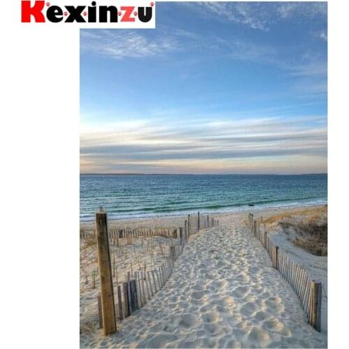 Kexinzu Full 5D DIY Square/Round Diamond Painting" Sea Beach Beach" 3D Embroidery Cross Stitch Mosaic diamondpainting Gift