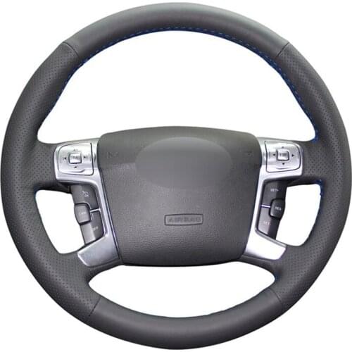 Car Steering Wheel Cover For Ford Mondeo Mk4 S-Max Ford Focus 3 Kuga Customize DIY Steering Wrap Microfiber Leather Hand Sewing