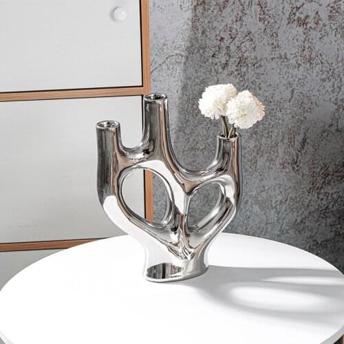 Irregular Small Decoration Ceramic Vase Wine Cabinet Entrance Creative Decoration Model Room Soft Decoration Decoration