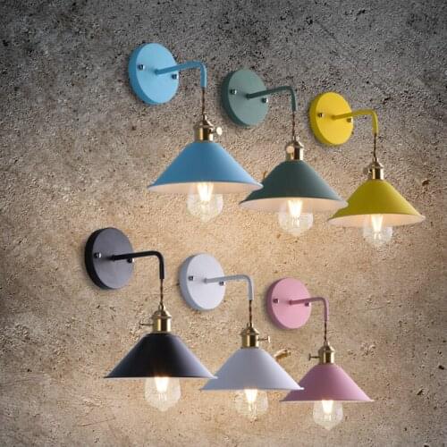 Nordic Simplicity LED E27 Macarons Colorful Wall Light Home Improvement Bed Study Bedside Aisle Foyer Children Room Wall Lamp