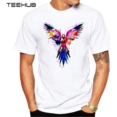 New Arrivals 2019 TEEHUB Cool Design Mens Fashion flying bird art Printed T-Shirt Short Sleeve O-neck Tops Hipster Tee