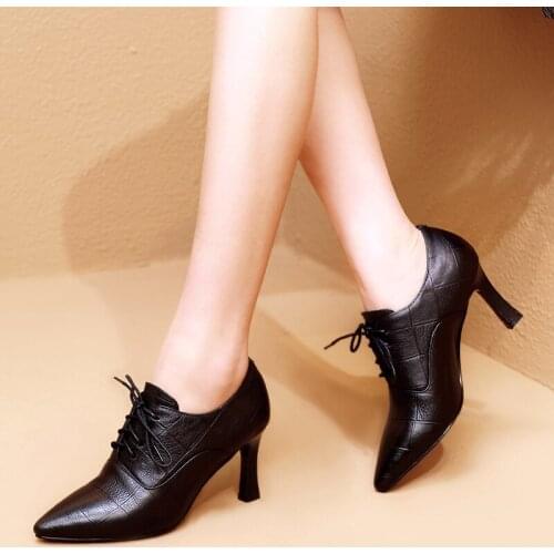 2020 Autumn Gladiator High Heels Lace Up Pumps Women Dress Shoes Cross-tied Pointed Toe Bare Boots Spring Ladies Shoes 8535G