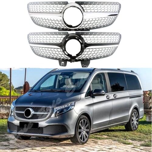 Car Front Racing Grille Upper Facelift Grill For Mercedez-Benz V-Class W447 2020 2021 Diamond