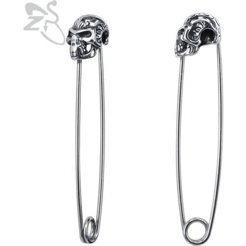 ZS Rock Roll Pin Stud Earrings Skull Hip Hop Stainless Steel Jewelry for Men Women 1 Pair Rock Roll & Biker Ear Stud Jewelry