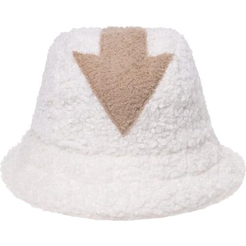 Fisherman hat Female Autumn Winter Plush Basin Cap Monochrome Flat Top Wide Warm hat Simple Fashion Personality