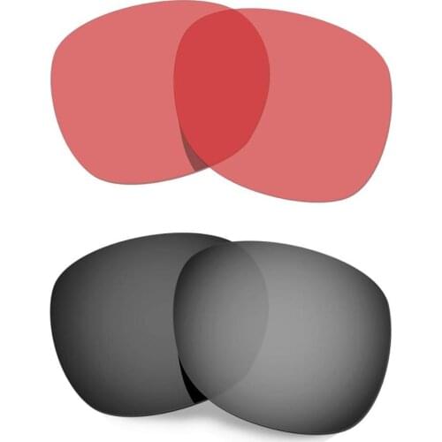HKUCO For Garage Rock Sunglasses Replacement Polarized Lenses 2 Pairs - Black&Transparent Pink