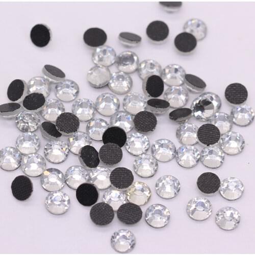 All Sizes crystal clear Hotfix Rhinestone Glass Strass Hot fix Iron On Rhinestone For Nail Art Fabric clothes shoes bag DIY Trim