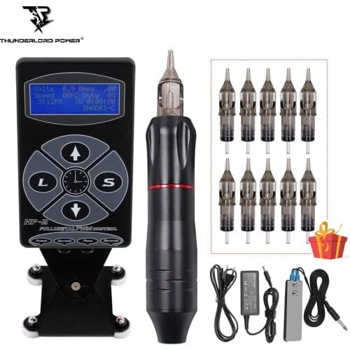 Professional Tattoo Machine Kit Rotary Tattoo Pen Machine Set Power Supply Cartridges Needle for PMU Eyebrow Tattoo Body Art