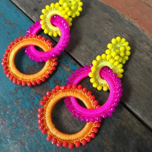 2020 new three color circle pendant earrings women fashion bohemian clothing accessories party wedding charm jewelry gifts