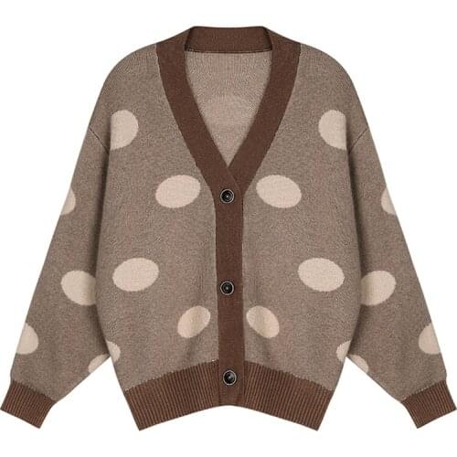 Female Open Stitch Jumpers Knit Coat Fashion Short Cardigans Women Single-Breasted Dots Women Sweater Autumn Winter