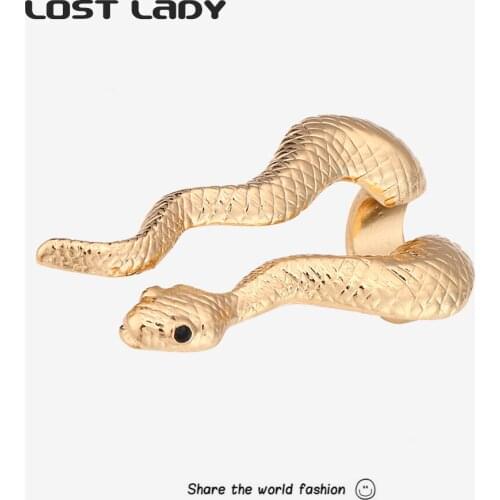 Lost Lady 2021 Snake Ring Cobra for Women Punk Goth Snake Ring Exaggerated Black Plated Gothic Adjustable Party Gift Jewelry