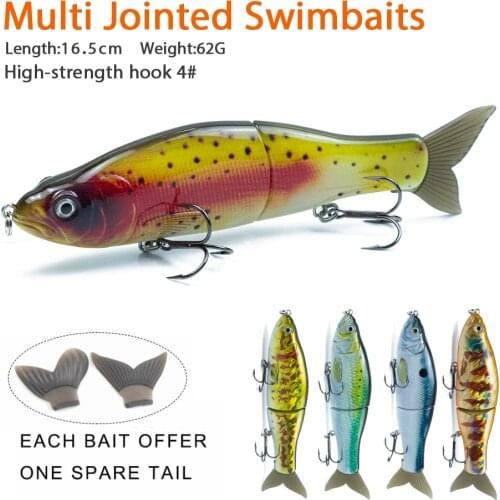165mm/62g Multi Jointed Swimbaits Sinking Bait Hard Body with Soft Tails Swimbait Slide Shad Lure Wobblers Fishing TackleFishing