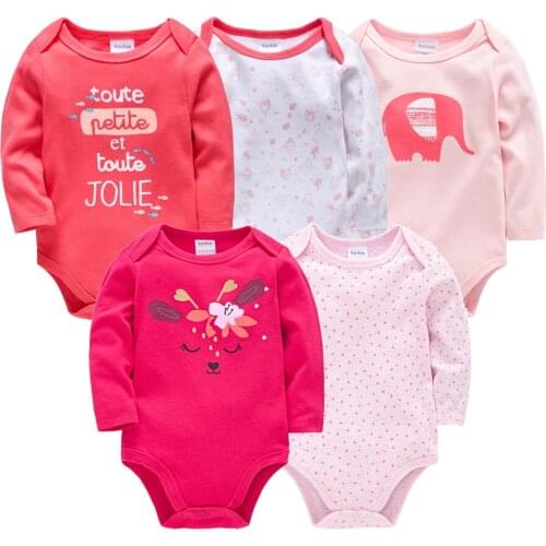 2021 5 pcs/set Baby Girl Bodysuit roupa de bebe 100% Cotton Sping Cartoon Clothes Long Sleeve O-Neck Infant Jumpsuit Costume