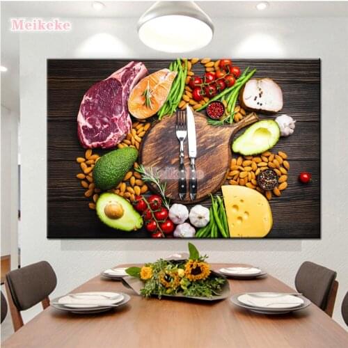 5D Diamond Painting Kitchen Cross Stitch Diamond Embroidery Ingredients food Mosaic Picture Of Rhinestones Home Decor gift