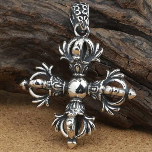 925 sterling Silver vajra cross mens women pendant charm jewelry A4308