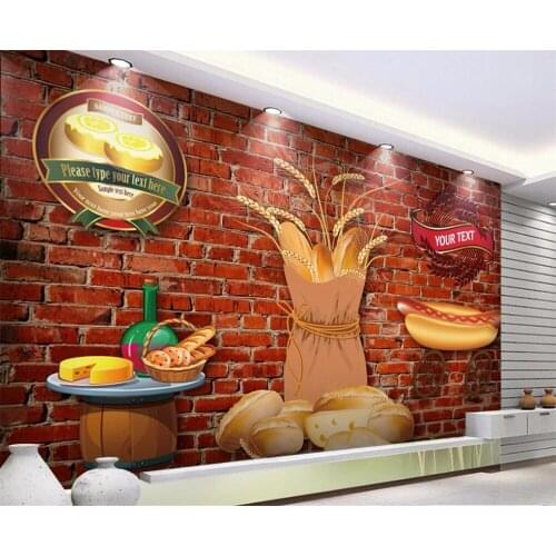 Beibehang Large Custom Wallpaper 3D Brick Wall Bread Western Restaurant Handmade HD Tooling Backdrop Wall