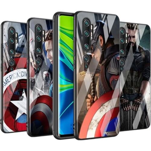 Tempered Glass Cover Marvel Captain America For Xiaomi Mi 11 11i 10T CC9E 9T Note 10 Ultra Pro Lite 5G Phone Case