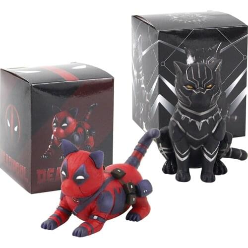Deadpool Black Panther Red Black Cat PVC Action Figure Collectible Superhero Model Toy Doll