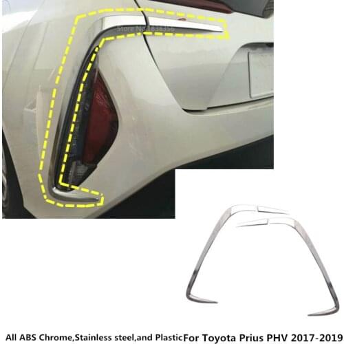 For Toyota Prius PHV 2017 2018 2019 car styling ABS Chrome trim back tail rear eyebrow fog light lamp frame sticker part 4pcs