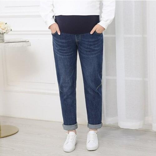 Maternity jeans fashion nine-point trousers thin straight large size 150 kg loose carrot pants