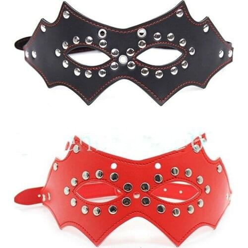 PU Leather Blindfold Face Mask Adult Games Cosplay BDSM Bondage Restraints Slave Erotic Fetish Sex Toys for Women Men Couples