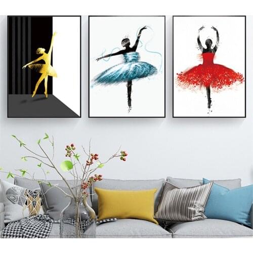 Dance Girl Canvas Painting Home Wall Decor HD Printed Elegant Dancing Ballerina Modular Pictures Ballet Posters and Prints