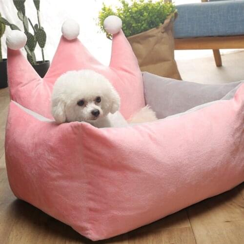 Dog Bed Crown Pet Nest Accessories Soft Lounger For Dogs Puppy Warm Sleeping Mat Dog Cushion Washable Square Kennel Supplies