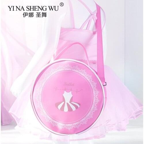 Round Cute Pink Ballet Dance Bag Girls Korean Ballet Bag Kids Princess Shoulder Bag Handbag Portable Dance Storage Bag Pink 35