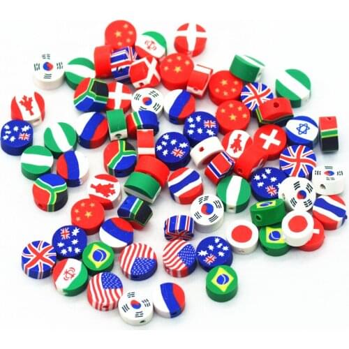 50PCS Mixed 4mmX9mm Round Baked Polymer Clay National Flag Pattern Cabochons |Polymer Clay flatback Flag Pattern Cabochons