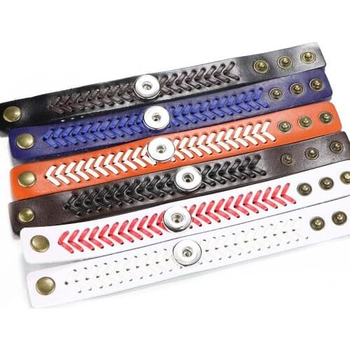 Hot Sale 6 Colors Snap Leather Bracelet Retro Handmade Braided Leather Snap Button Bracelet Bangles Fit Women 18MM Snap Jewelry