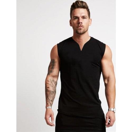 New Mens Running Gym Casual Workout Tank Top Musculation Clothing Bodybuilding Fitness Singlets Sports Sleeveless V-Neck Vest