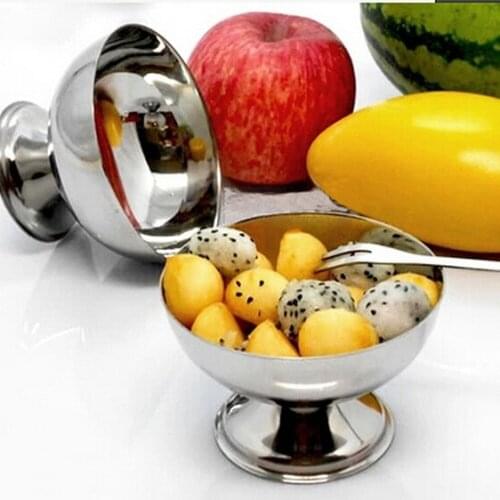 Stainless steel ice cream bowl milkshake salad cup dessert fruit metal bowl