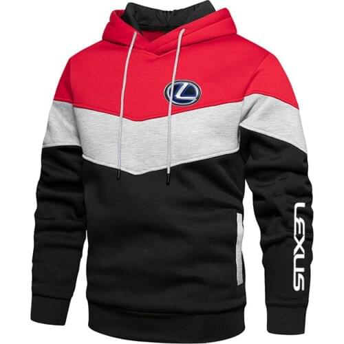 LEXUS Logo Mens Patchwork Hoodies Sweatshirt Hooded Clothing Autumn Winter Warm Hoodie Men Casual Sweatshirt Streetwear