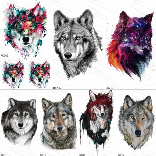 OMMGO Wolf King Galaxy Universe Temporary Tattoo Sticker Waterproof Fake Tattoos For Men Women Custom Tatoos Body Art Armband
