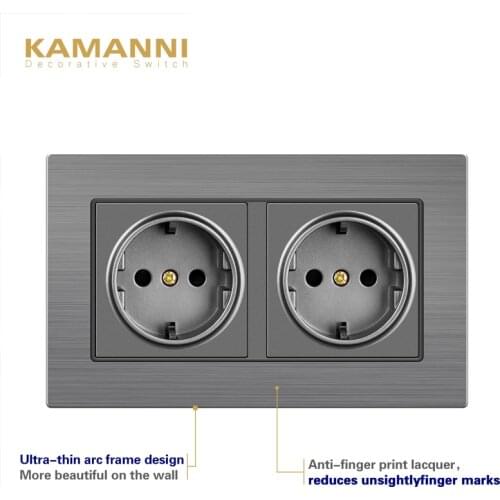 KAMANNI With Dual Home USB Plug Charger Wall-Mounted Double EU Standard Stainless Steel Panel Electronic Socket Power Socket