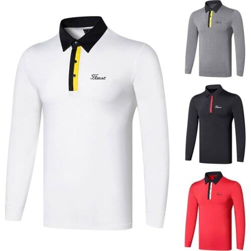 New golf long sleeve golf Jersey in autumn and winter sweat wicking beaded fabric breathable Lapel polo shirt