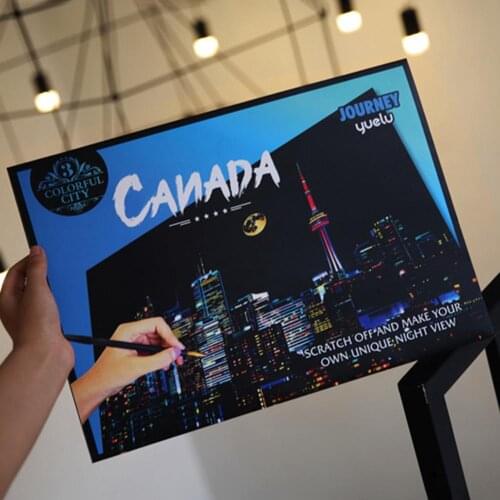 NewYork Tokyo City Night View Building Scratch Art Drawing Painting Paper Decor Night View Design Gift Home Decor Toy