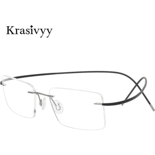 Krasivyy BRAND Square Rimless Glasses Frame Men Top Quality Myopia Prescription Eyeglasses Women Pure Titanium Optical Eyewear
