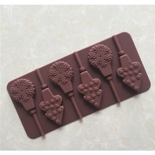 Christmas Series Gift Silicone Lollipop Mold with Stick Xg019