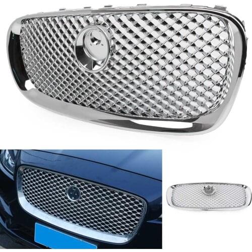 Silver Chrome Car Front Raditor Upper Grille Mesh Grill For Jaguar XF X-F 2008 2009 2010 2011 w/ Emblem