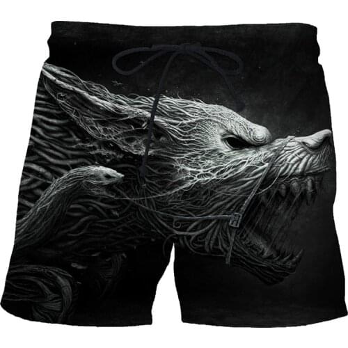 Wolf Shorts Men Animal Casual Short Pants Cargo Black Beach 3d Printed Shorts Gothic Fitness Mens Shorts New Male Summer